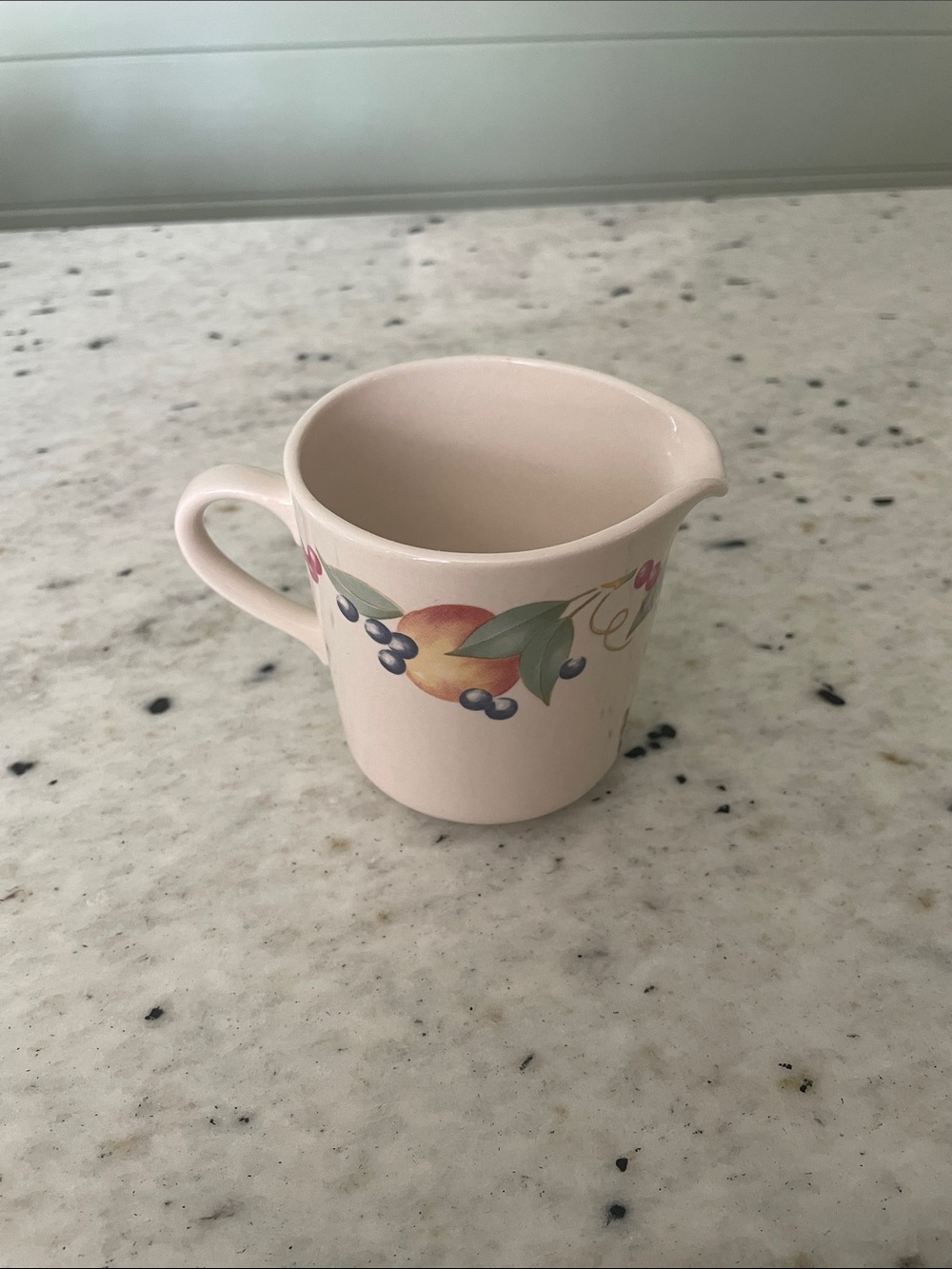Cream color Ceramic Fruit Pattern Creamer Pitcher by Corningware